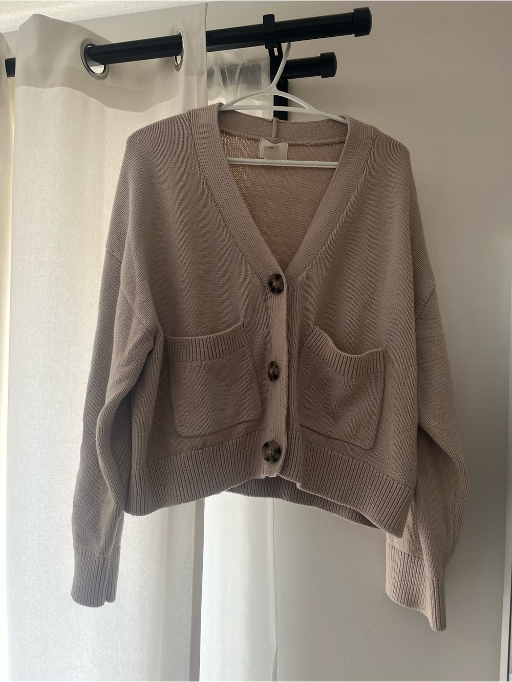 H&M Taupe V-Neck Pocket Cardigan